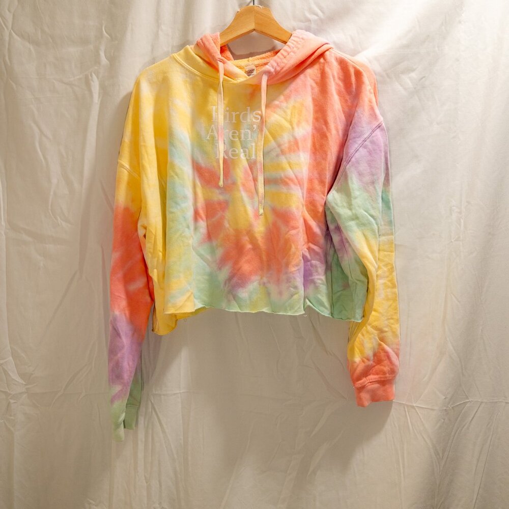 Birds Aren't Real - Cropped Tie Dye Sweatshirt (M)